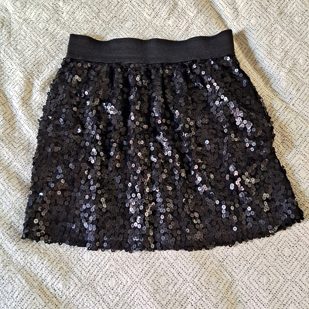 Black Sequined Mini Skirt